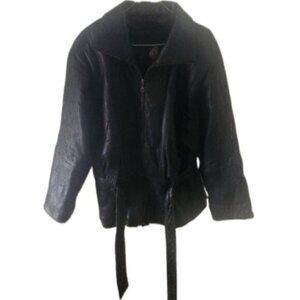 Women's Vintage 80's Tibor Leather Black Buttery Zipper Jacket Coat Lined
